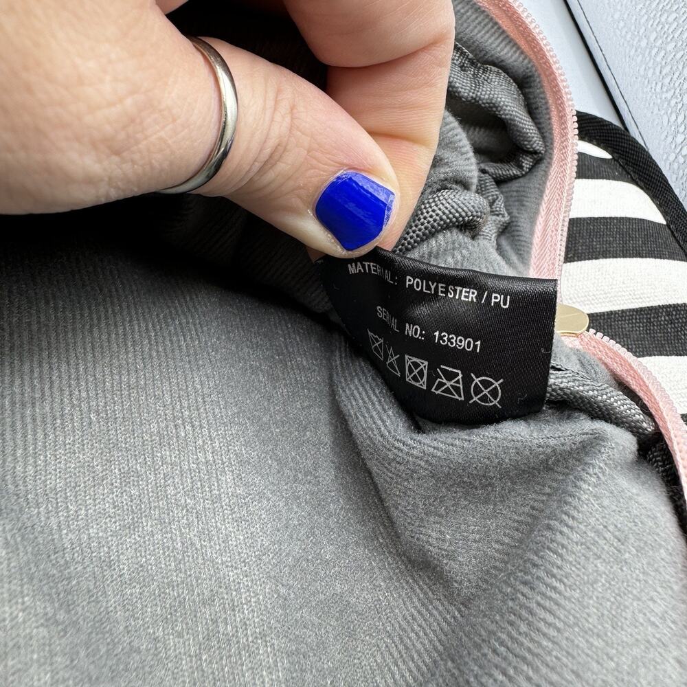 Matein 17 Laptop Bag Pink Black White Striped Padded RFID Bow Charm Lightweight - Picture 7 of 9